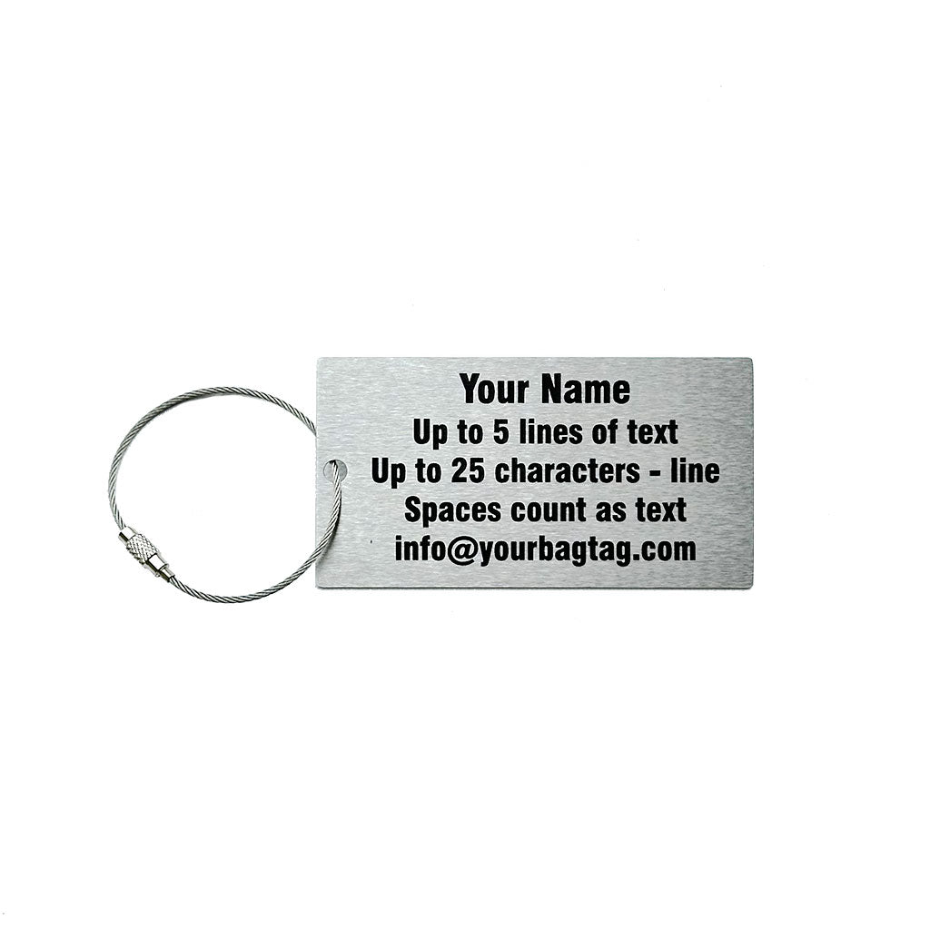 personalized brushed stainless steel luggage tag