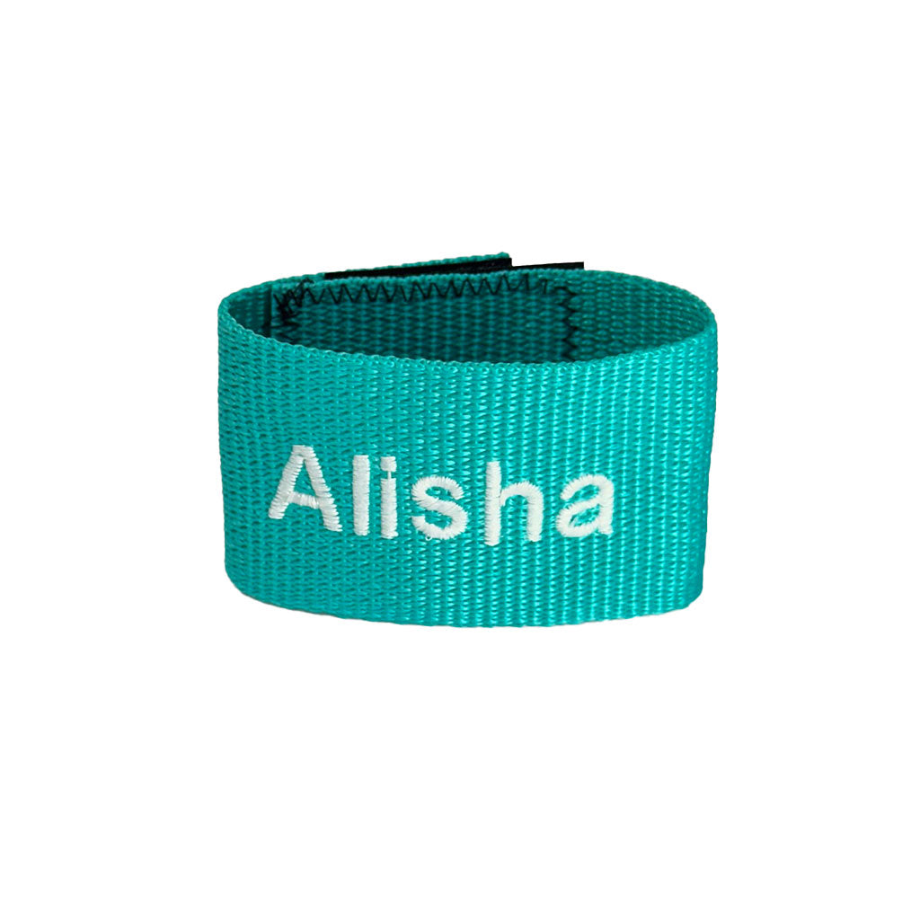 teal colored custom scuba bcd name tag