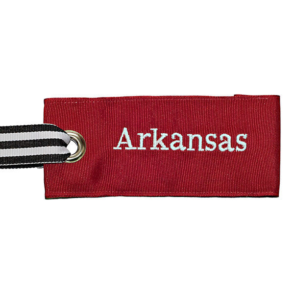 U of Arkansas Razorback luggage tag - college red