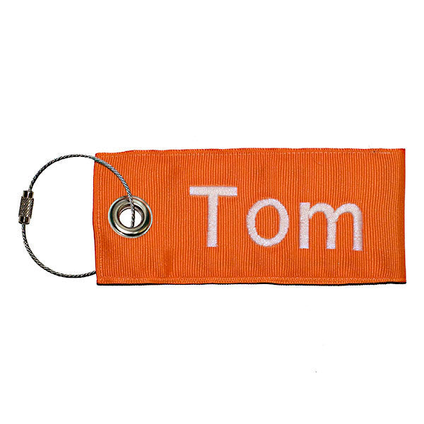 Orange Luggage Tag Custom Text Stainless Steel Loop