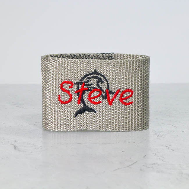 Silver embroidered scuba bcd name tag