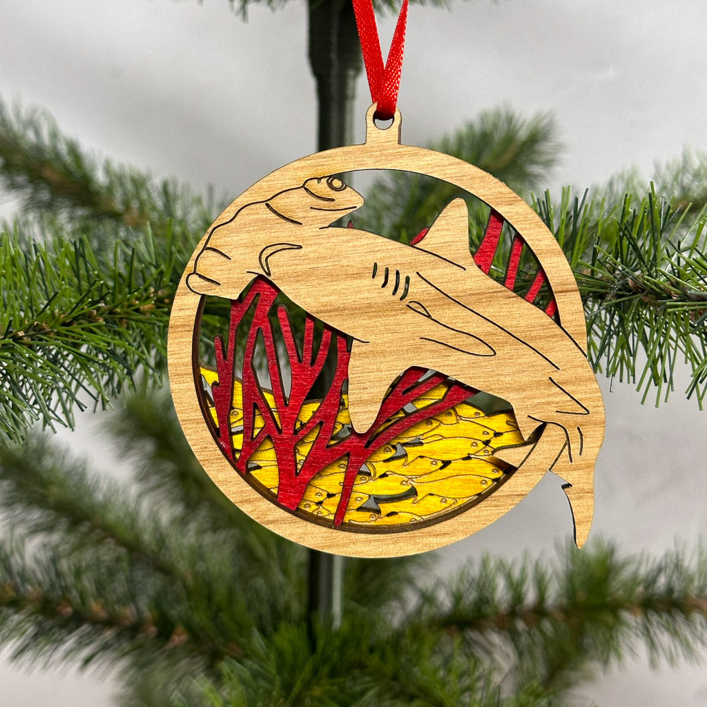 Hammerhead Shark Wooden Christmas Ornament