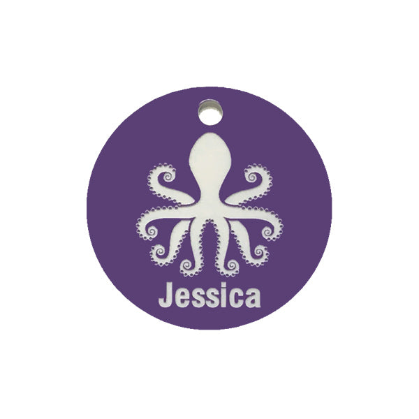 Scuba tag with octopus graphic engraved