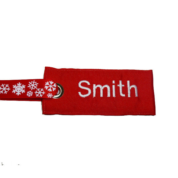 Red-White Fabric Luggage Tag with Snowflake Handle