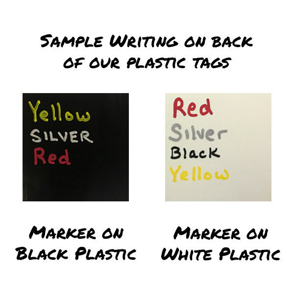 Sample Oil-Based Sharpie writing on white and black plastic