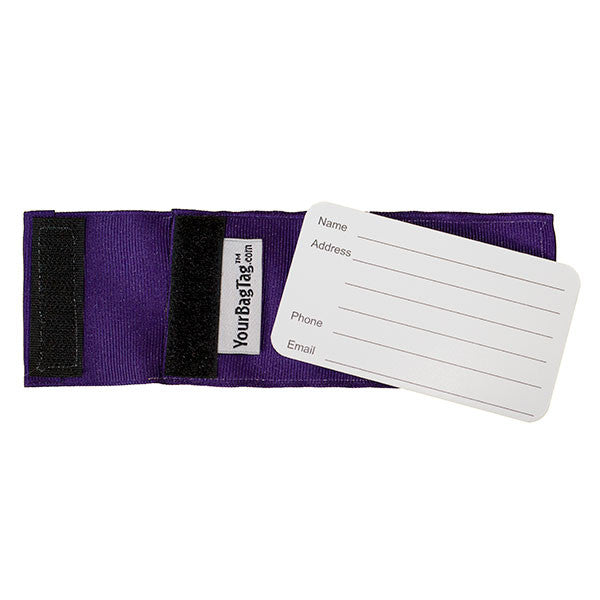 Dark Purple Luggage Tag back showing address card insert