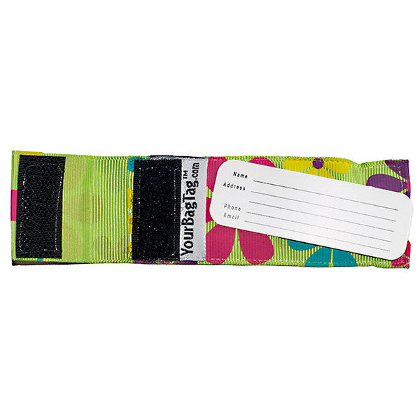 Mini luggage tag flower print back with address card insert