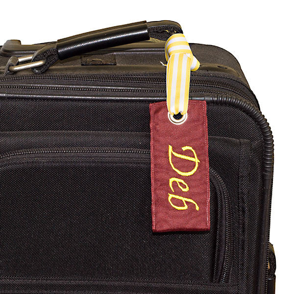 classy maroon custom luggage tag from YourBagTag