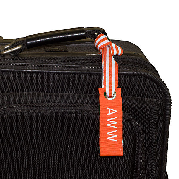 bag tag on mini backpack Custom Fabric Mini Orange Luggage Tag