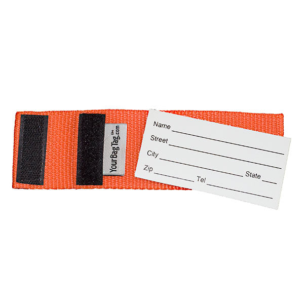back of extreme luggage tag shown with address insert