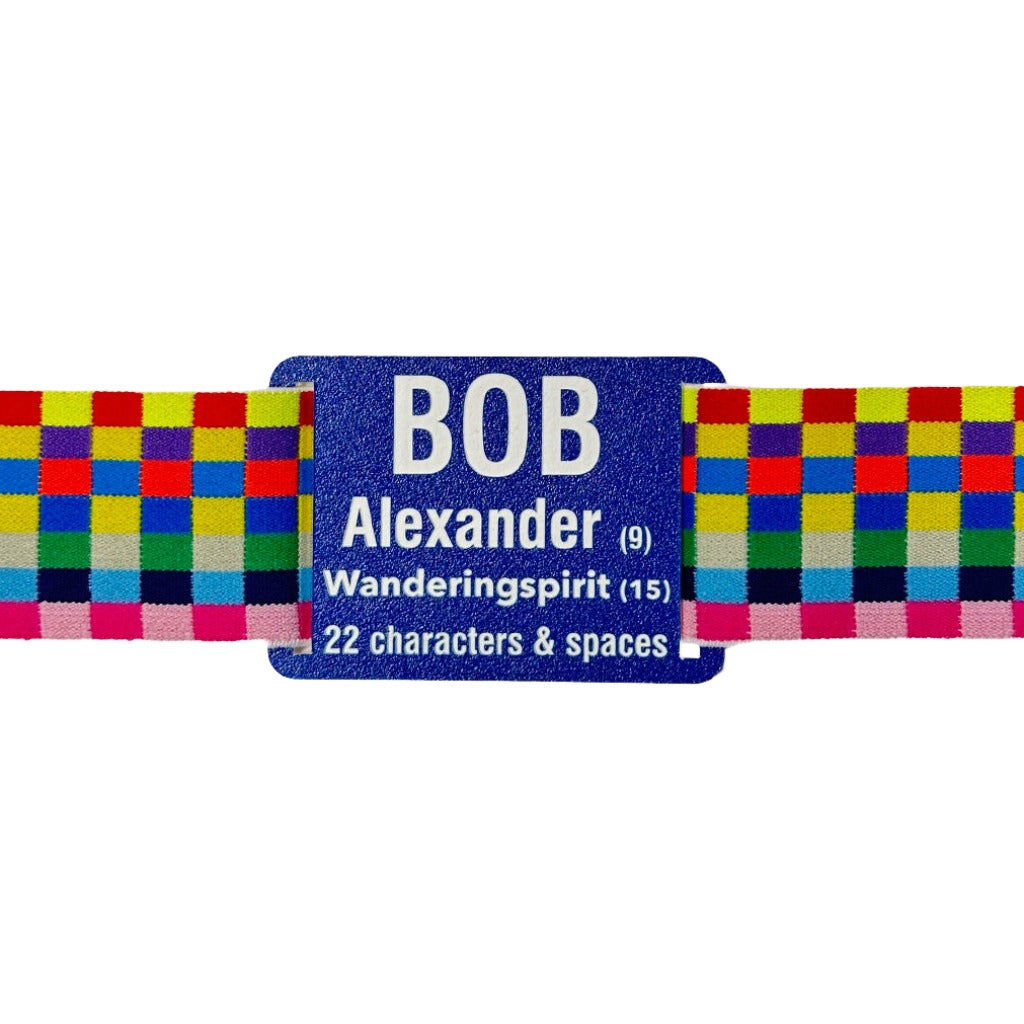 Checkered pool towel band - personalized name plate