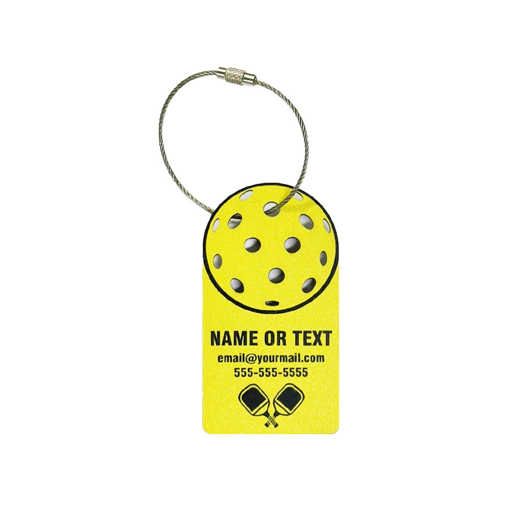 Yellow Pickleball Gear Bag Tag - custom name -text