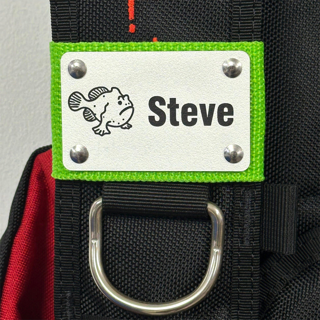 SCUBA BCD NAME PLATE on BCD Strap