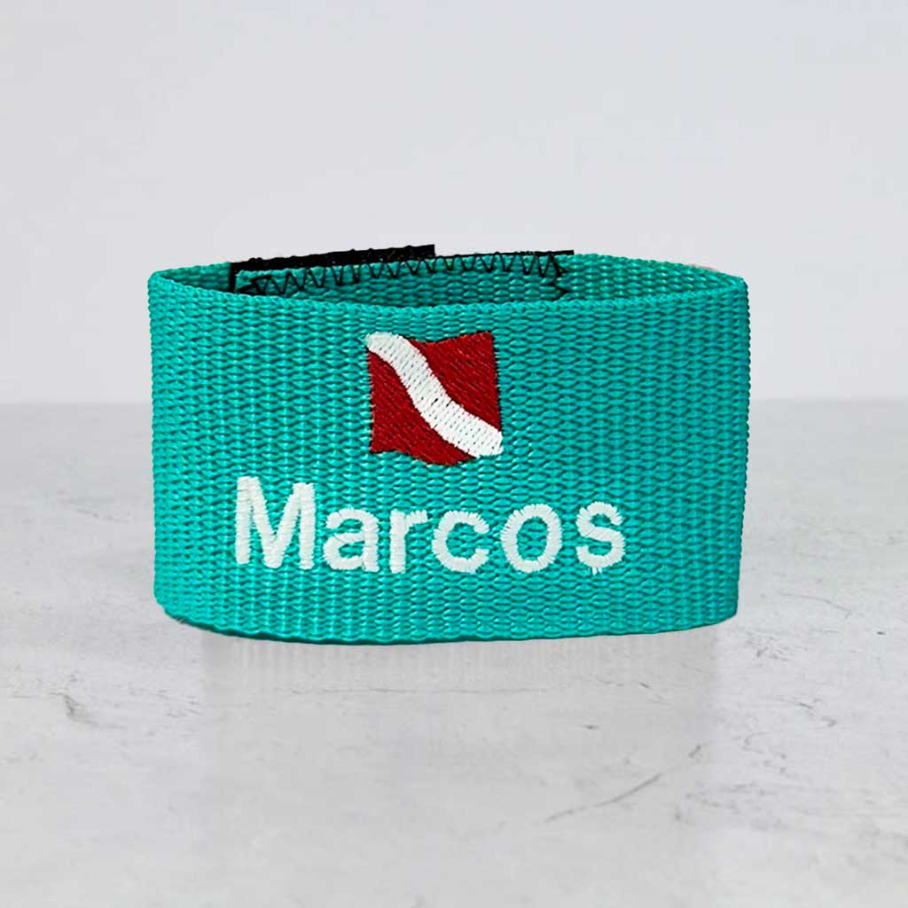 Teal Personalized Scuba BCD name Tag - Dive Flag