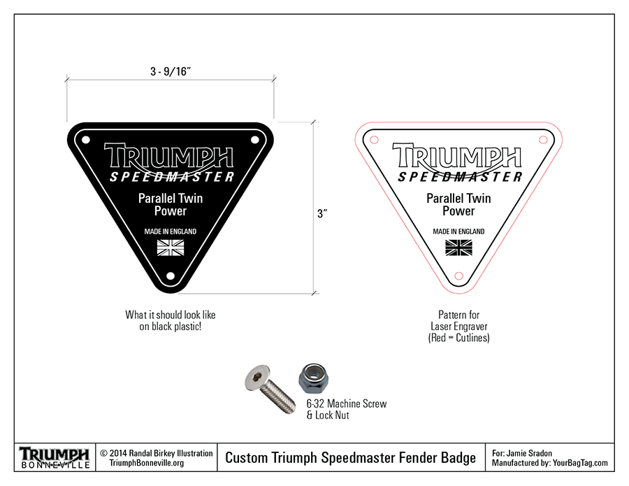 Custom Engraved Triumph Bonneville Side Cover Badges - Set of 2