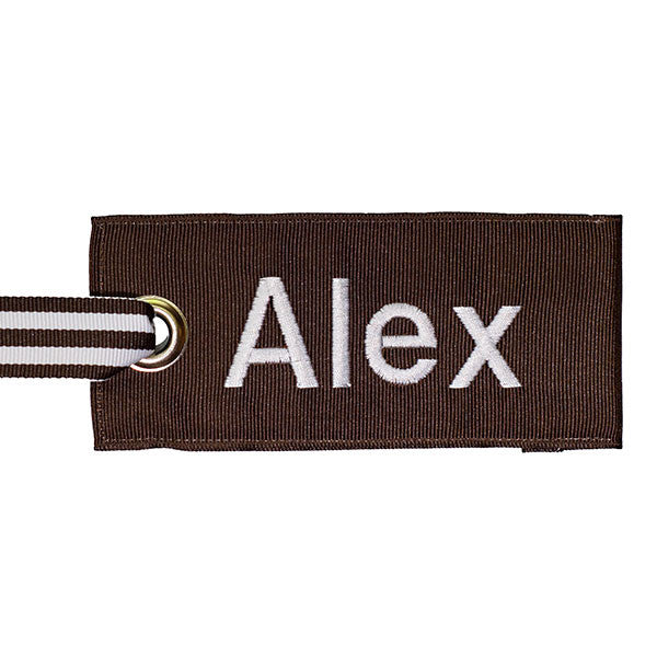 Brown Custom Luggage Tag White Text YourBagTag