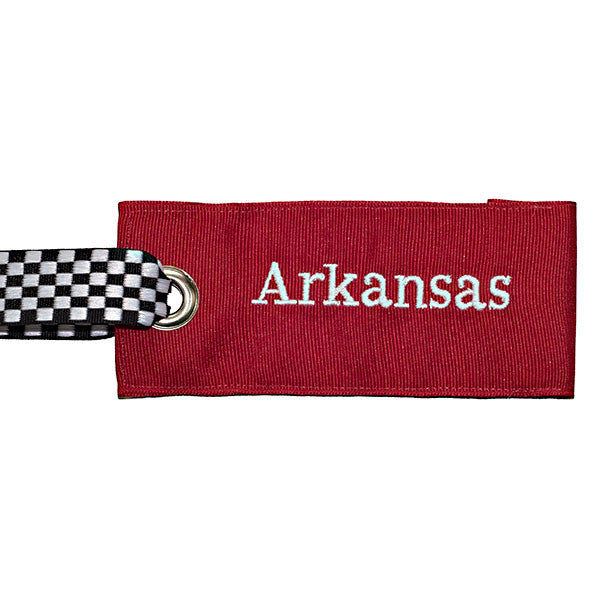 University of Arkansas luggage tag - college red