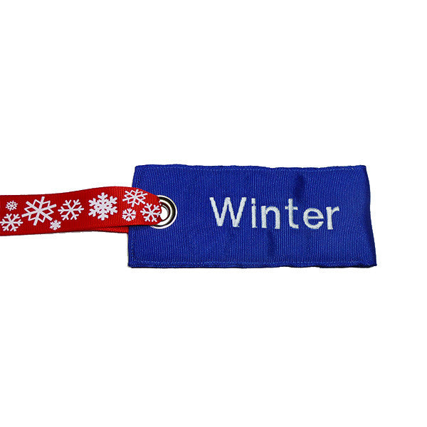 Blue-White Fabric Luggage Tag with Snowflake Handle
