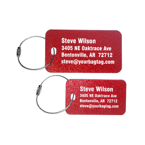 Red plastic luggage tags 1/8 inch thick - personalized