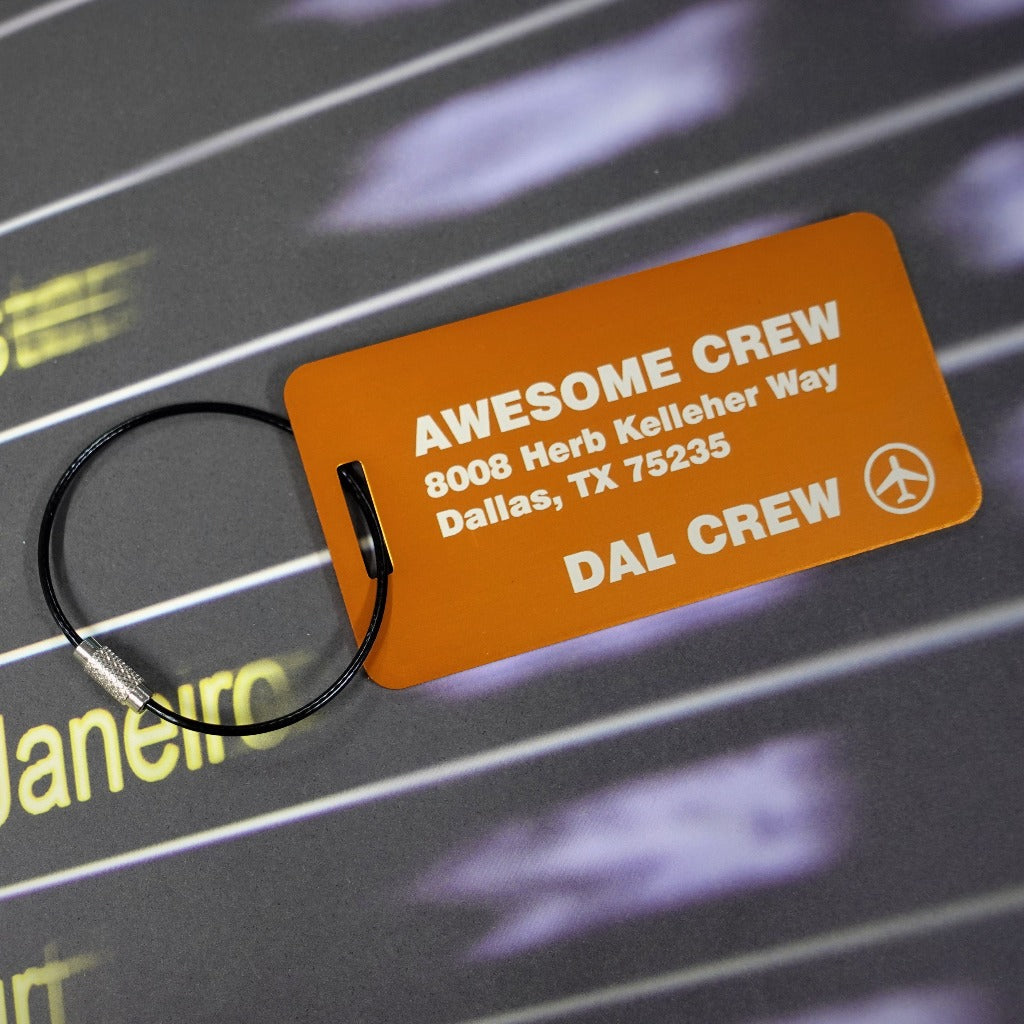 Orange Aluminum Flight Crew Tag