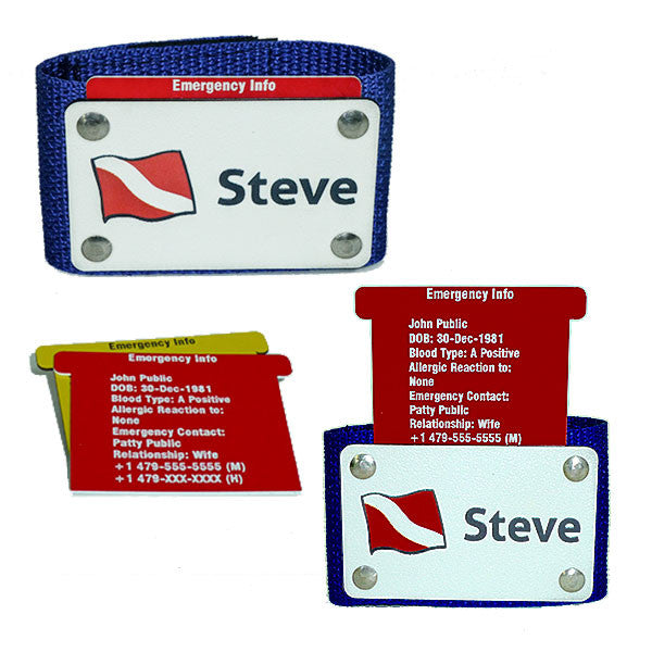 Scuba BC Name Tag with Emergency Contact Details