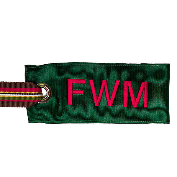 Personalized Hunter Green Luggage Tag Orange Text