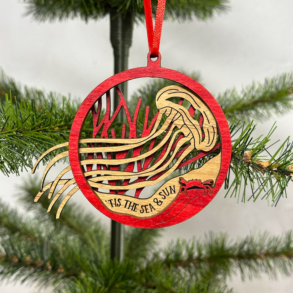 Jellyfish Wooden Christmas Ornament