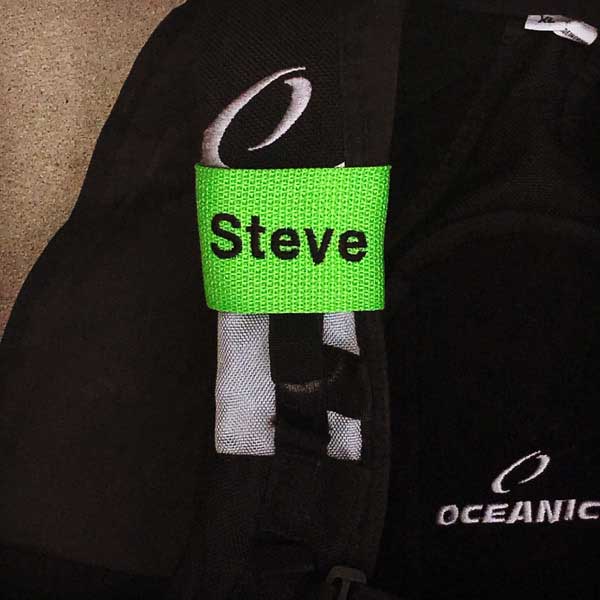Neon Green Scuba BCD Name Tag with Black Text from YourBagTag