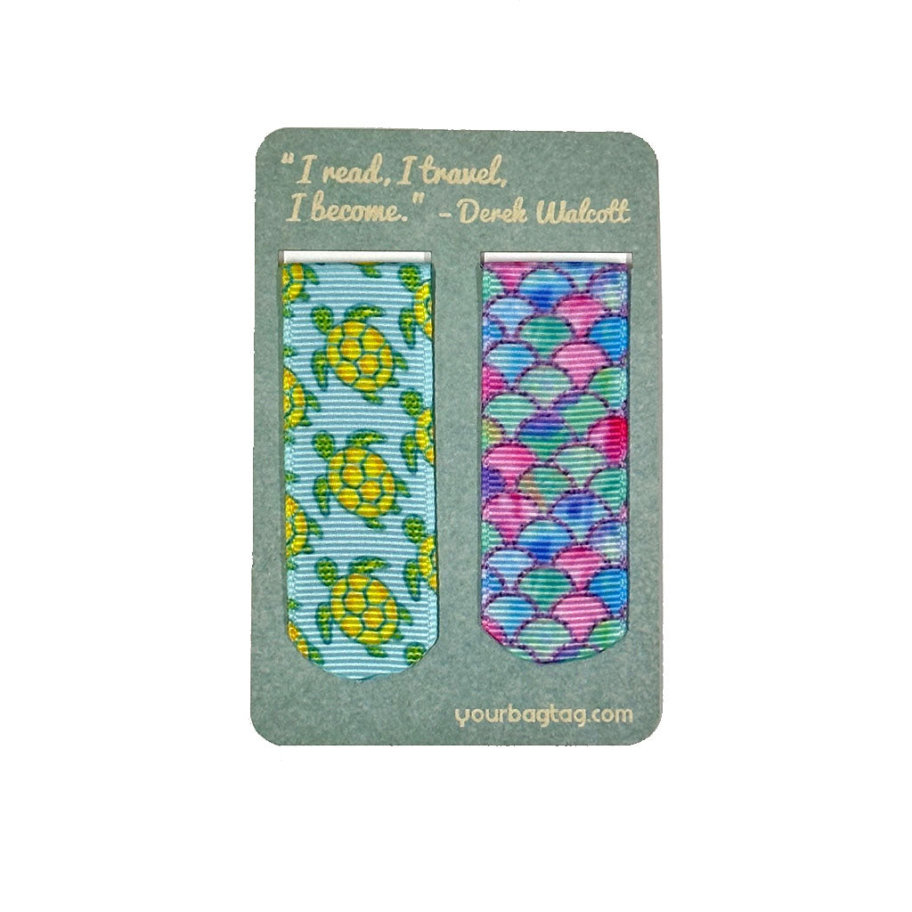 Set of Two Bookmarks - Magnetic Ribbon - Ocean Theme