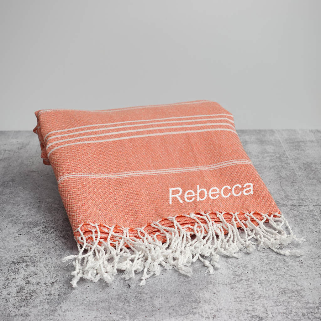 Turkish Cotton Beach Towels with Embroidered Name