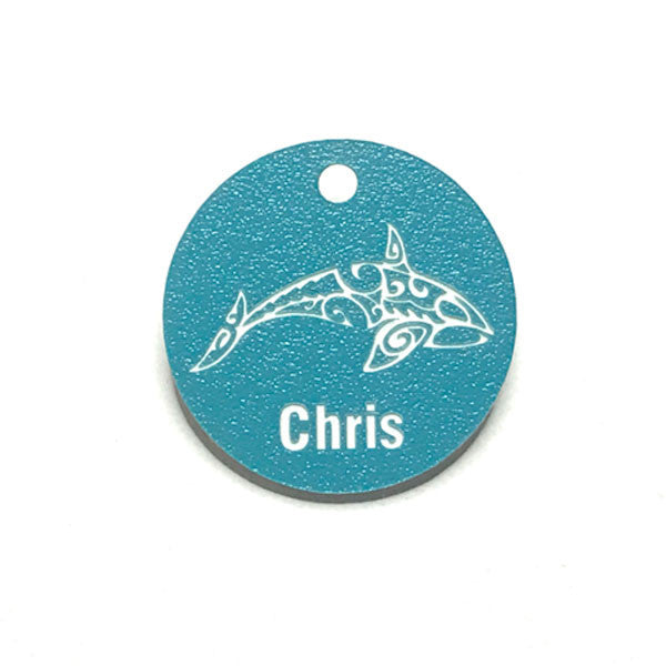 Aquamarine Scuba Tag - Tribal Orca Design
