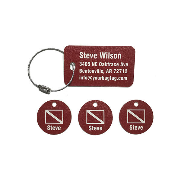 Scuba Equipment Tag Combo Pack Red with Scuba Flag Graphic