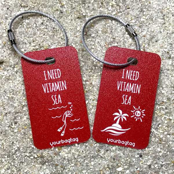 Red Plastic Vitamin Sea Travel Quote Luggage Tags