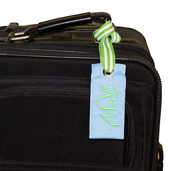 YourBagTag Light Blue Luggage Bag Tag on Suitcase