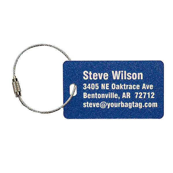 Custom Metal Luggage Tag - Laser Engraved Aluminum Luggage Tags Pack of 1  (Blue, 2x3.5”)